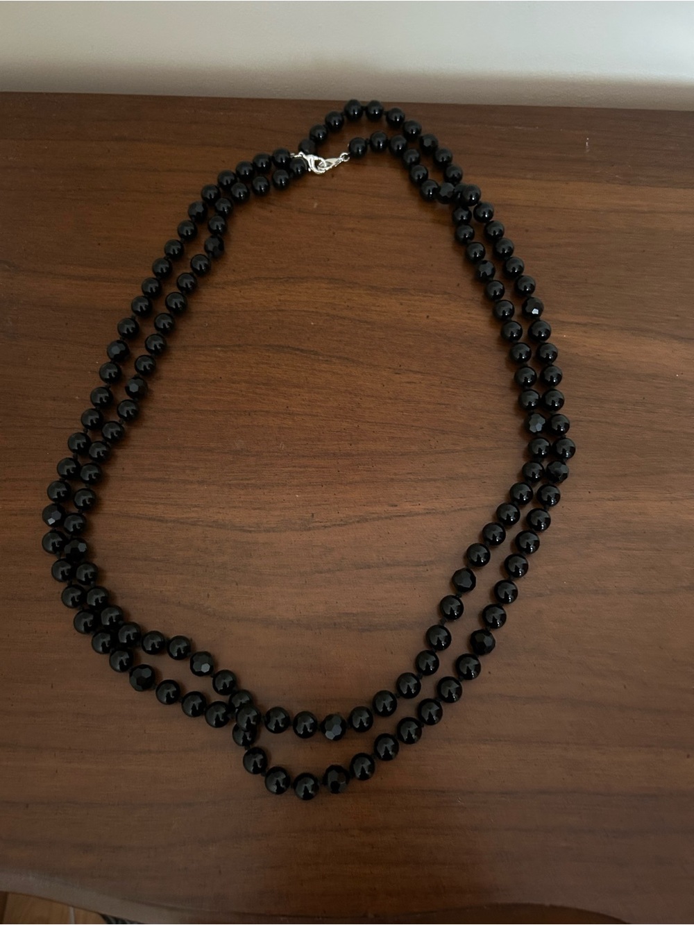 Stella & Dot Double-Strand Black Beaded Necklace